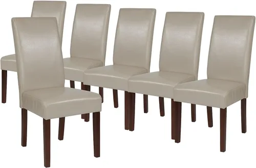 Miniatura 28 de Flash Furniture Greenwich Series Black LeatherSoft - Silla de comedor Parsons de mediados de siglo con parte trasera tapizada