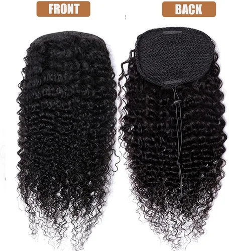 Miniatura 2 de Pelo Chignon - Cola de caballo rizada brasileña, cabello real de 10 a 28 pulgadas con cordón para el cabello, extensión de cola de caballo