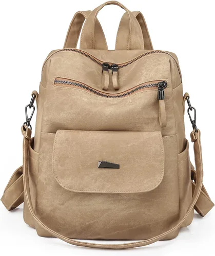 Miniatura 10 de Mochila para mujer, mochila de piel sintética, mochila antirrobo, mochila antirrobo de viaje, multiusos, ligera, impermeable, convertible, bolsa