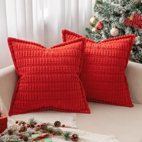 Miniatura 13 de MIULEE - Juego de 2 fundas de almohada decorativas de terciopelo de pana, naranja quemado, para otoño, suaves, a rayas, con borde ancho, decoración