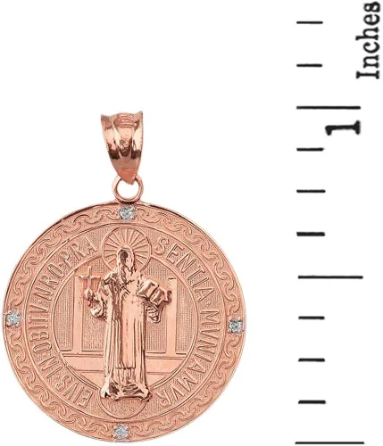Miniatura 2 de Medalla De San Benito San Benito Moneda de oro rosa de 14 k (1.0in)
