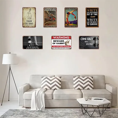 Miniatura 5 de Letreros de lata de metal retro, 12 x 8 pulgadas, letrero de lata vintage con texto en inglés "Do Not Leave Packages Here", divertido arte de pared