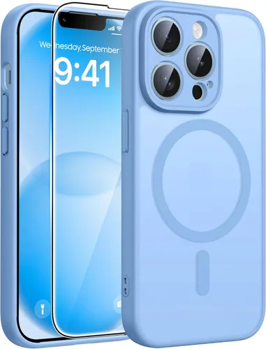 Miniatura 37 de FNTCASE Funda para iPhone 13 Pro: Fundas magnéticas translúcidas mate delgadas con protector de pantalla de vidrio templado