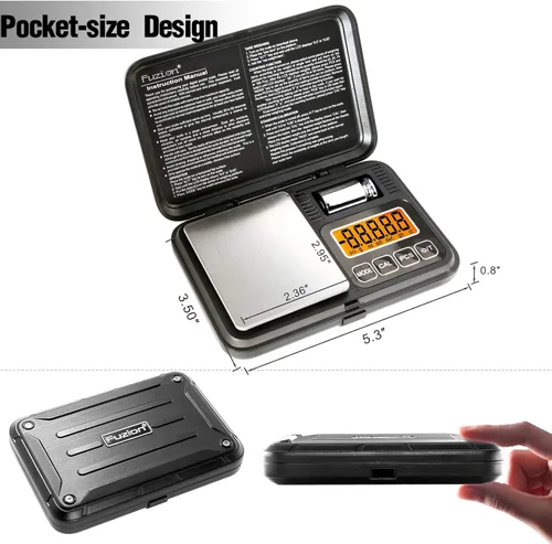 Miniatura 4 de Báscula de bolsillo digital de Fuzion 7.05 oz/0.00 oz, báscula de gramos con pantalla LCD, tara y PCS, báscula digital mini con peso de calibración