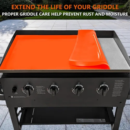 Miniatura 4 de Alfombrilla de parrilla de silicona de 17" para parrilla Blackstone de 17 pulgadas, cubierta de parrilla de silicona resistente de grado Naranja 17