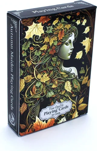 Miniatura 2 de Naipes Autumn Maiden, cubierta de tamaño de póquer de fantasía, cubierta temática de otoño, cartas de coleccionista únicas
