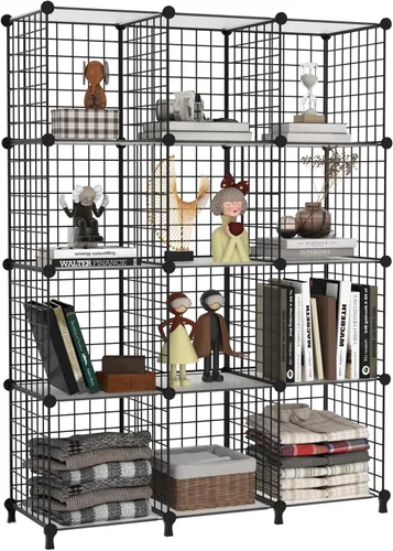 Miniatura 10 de AWTATOS Organizador de almacenamiento de cubos de alambre, organizadores de armario y almacenamiento, estantes de almacenamiento de metal de 6 Blanco