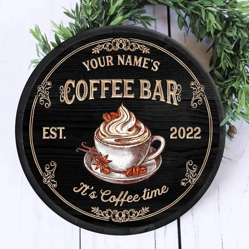 Miniatura 7 de Letrero de madera de barra de café personalizado, placa de pared para decoración de cocina, regalos personalizados para amantes del café, café 08