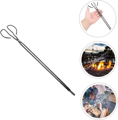 Miniatura 2 de Yardwe Pinzas de chimenea Pinza de metal de abrazadera larga para accesorios de hoguera al aire libre BBQ Clip