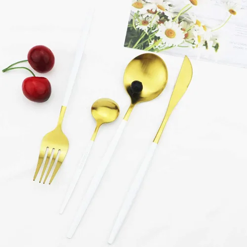 Miniatura 5 de JASHII Juego de cubiertos de acero inoxidable de 24 piezas, juego de cubiertos de servicio para 6, utensilios para cocina, aptos para lavavajillas