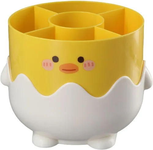 dohobby Pequeño soporte para lápices de pato amarillo, lindo vaso para lápices, caja organizadora de papelería de escritorio para oficina en casa