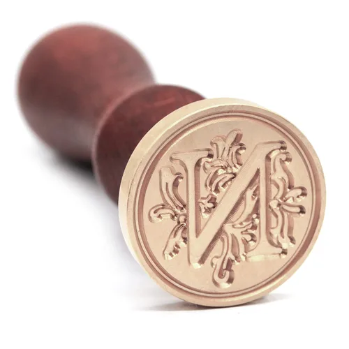 Miniatura 16 de Sello de Cera Medieval con Alfabeto de Iniciales, Cabeza de Latón con Mango de Madera, para Tarjeta de Acción de Gracias/Sobre/Envoltura