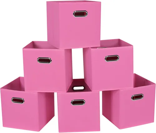 Miniatura 24 de STOREONE - Cubos de almacenamiento de tela con contenedores de cestas (28x28x28 cm) con asas dobles para estante, armario, organizadores de Negro
