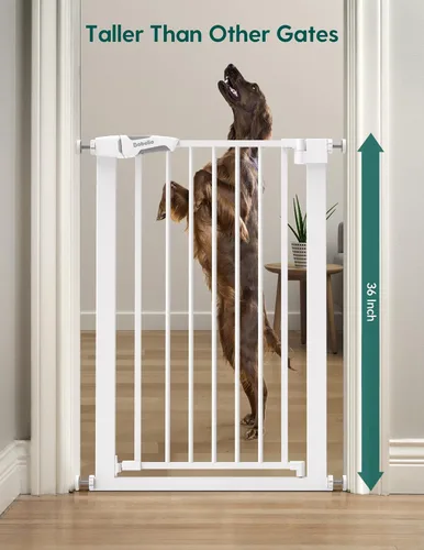 Miniatura 2 de BABELIO Puerta estrecha para bebés de 36 pulgadas de alto, 26-28.5 pulgadas de ancho, puerta de metal para mascotas con cierre automático