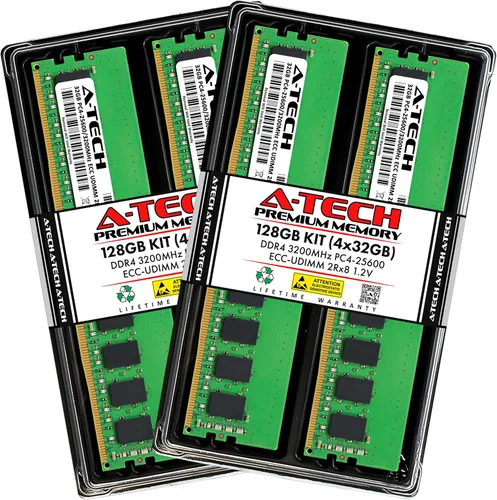 Miniatura 14 de A-Tech Servidor 4GB DDR4 2133MHz PC4-17000 ECC UDIMM 1Rx8 Rango único 1.2V ECC sin búfer DIMM 288-Pin Server & Workstation RAM módulo