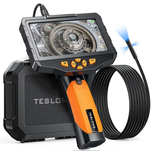 Miniatura 10 de Teslong - Cámara de inspección de triple lente con boroscopio profesional, con luz, cámara de alcance de video digital, pantalla IPS de 5 pulgadas