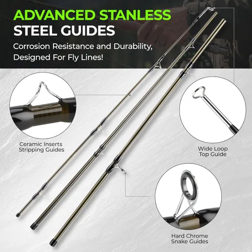 Miniatura 8 de TOPFORT Combo de caña y carrete para pesca con mosca, kit de inicio de 4 piezas, caña ultraportátil ligera de grafito, paquete completo de inicio