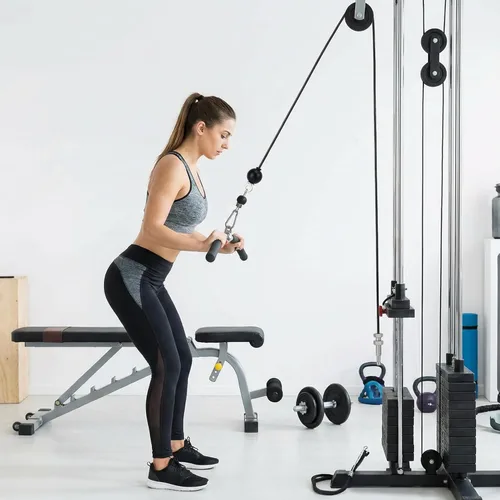 Miniatura 6 de Sistema de polea de fitness resistente, cable ajustable, cuerda de alambre de acero, gimnasio, ejercicio en casa, color negro