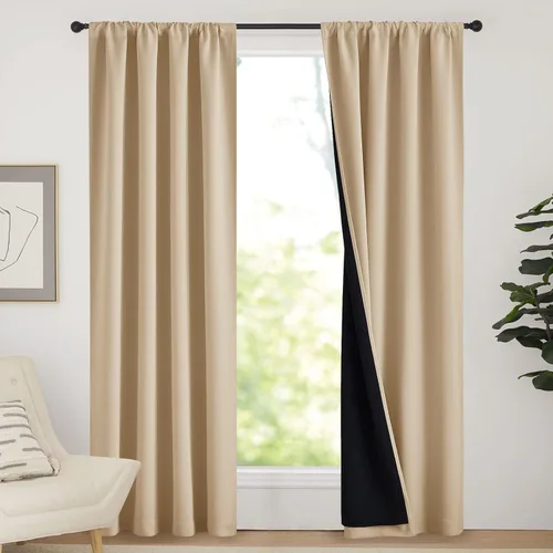 Miniatura 107 de NICETOWN Cortinas blancas 100% opacas, 2 capas gruesas completamente opacas con bolsillo para barra, cortinas aislantes térmicas para Blanco puro