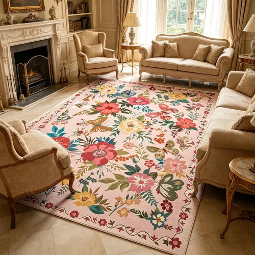 Miniatura 82 de Ukeler - Alfombra rústica con diseño floral para sala, dormitorio, comedor, Country rústico, Azul (luxury blue)