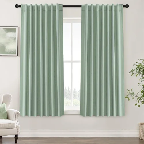 Miniatura 100 de UHITECH Cortinas opacas de 35 pulgadas de largo para sala de estar, 2 paneles, cortina opaca corta para cocina para ventanas pequeñas, cortinas