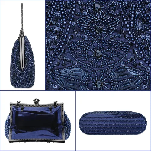 Miniatura 7 de Bolso de mano de Selighting, con cuentas, estilo de los años 1920, para mujer, formal, para novia, de boda, de graduación, elegante, para fiesta