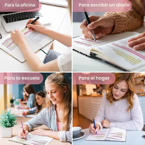Miniatura 6 de Taja Cuaderno rayado para mujeres y hombres, diario de cuero de tapa dura para escribir, cuaderno de rayas universitarias A5 para trabajo y toma