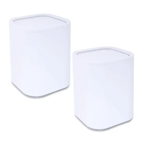 Miniatura 8 de Bath Bliss Paquete de 2 cubos de basura acrílicos de 8 L Dimensiones: 7.5 x 7.5 x 10 pulgadas Blanco Contemporáneo Tapa oscilante 8 litros