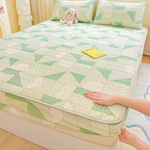 Miniatura 12 de FCLDESHOP Comfort Hotel - Sábana bajera ajustable de bolsillo profundo, juego de sábanas bajeras y fundas de almohada de seda de hielo de látex