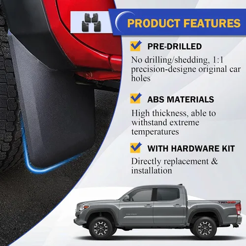 Miniatura 3 de Guardabarros de lodo para 2016 2017 2018 2019 2020 2021 2021 Toyota Tacoma (No es compatible con SR o SR5) Delantero y trasero 4 piezas Compatible