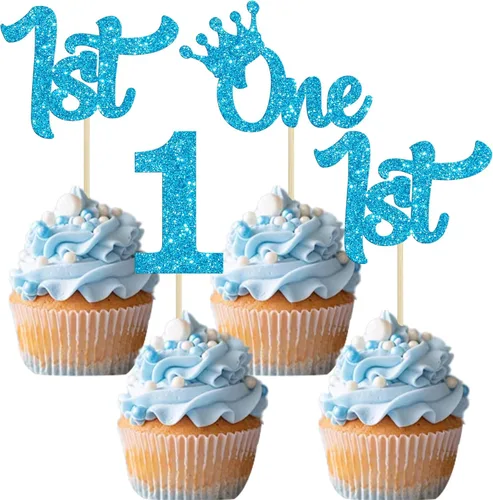 Miniatura 10 de 24 piezas de adornos para cupcakes de tercer cumpleaños, adornos para cupcakes de tercer cumpleaños con purpurina, tres adornos para cupcakes