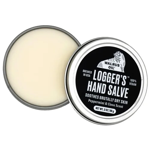 Walrus Oil - Crema de bálsamo para manos de Logger, 2 onzas, 100% vegana, hecha con cera de oliva, mantequilla de kokum, aceite de coco y más. Aroma