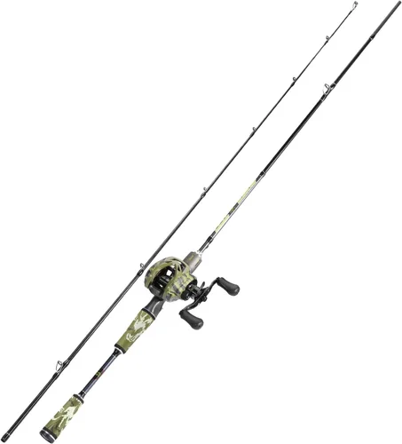 Miniatura 2 de Sougayilang Baitcaster Combo, Cañas de Pescar de Casting de Grafito de 2 Piezas 30Ton+24Ton, Mango SuperPolymer, Portacebo Estilo "S" con Carrete
