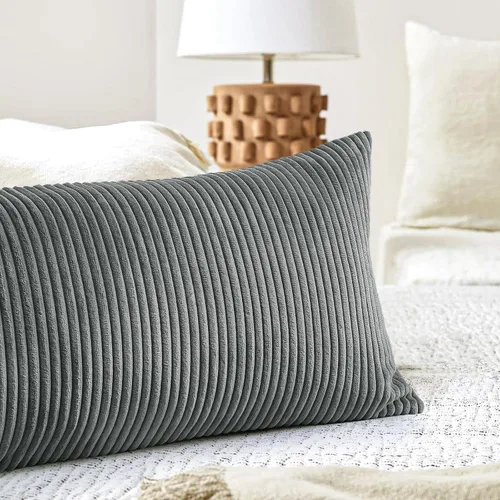 Miniatura 240 de Artscope Fundas de Almohada de Pana a Rayas Acogedoras Súper Suaves Decorativas Cuadradas Fundas de Cojín para Sofá Sillón Dormitorio Decoración