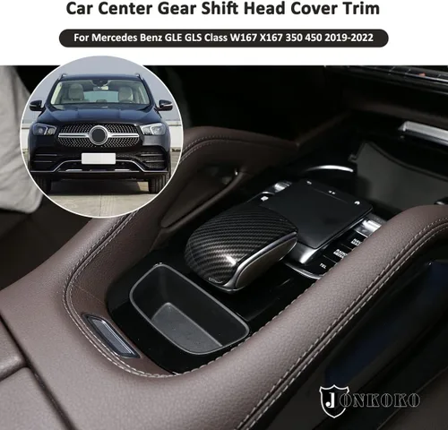 Miniatura 4 de YIWANG Cubierta de la cabeza de la palanca de cambios central del coche estilo de fibra de carbono ABS para Mercedes Benz GLE GLS Clase W167 X167