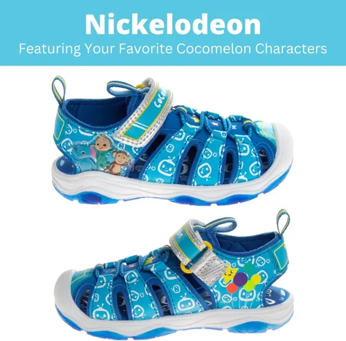 Miniatura 2 de JOSMO Zapatos Cocomelon para niños y niñas, sandalias de pescador con puntera cerrada, JJ para niños, correa de playa, sandalias al aire libre
