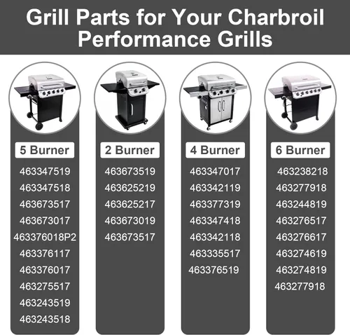 Miniatura 3 de Kit de Reemplazo de Parrilla Utheer para Charbroil Performance 5 Quemadores 463347519 463347518 463275717 463243518, 475 4 Quemadores 463347017