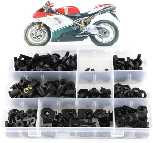Xitomer Juego completo de pernos de carenado, apto para 848 1098 1198, kits de montaje arandelas/tuercas/fijaciones/clips/ojales (negro mate)