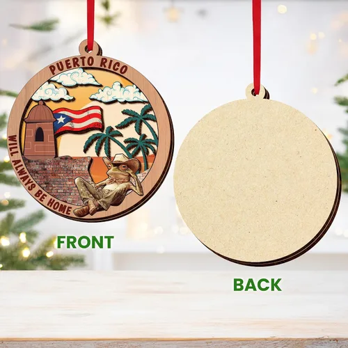 Miniatura 8 de FLAGWIX Regalos de Navidad de Puerto Rico para mujeres y hombres, adornos de madera 2025 para decoración de árboles, adorno de Navidad de Puerto