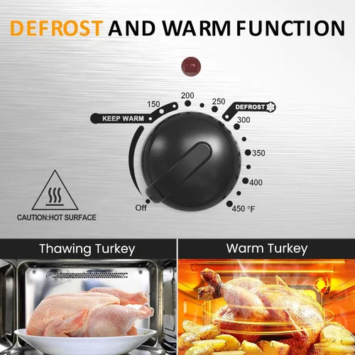 Miniatura 6 de Sunvivi Horno asador eléctrico de 24 cuartos de galón con tapa autohilvanado, 3 compartimentos y función de mantener el calor, control de Plateado
