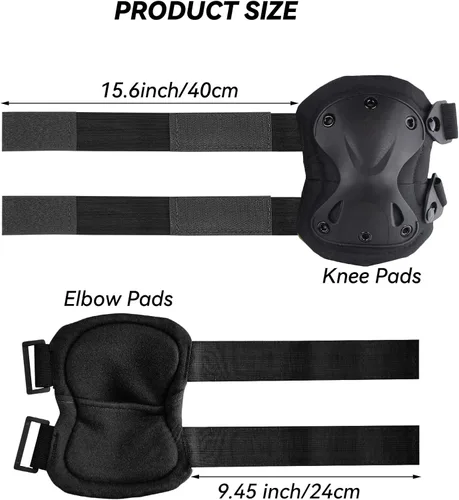 Miniatura 8 de Almohadillas Protectoras Tácticas de Combate para Rodilla y Codo para Juegos de Paintball CS al Aire Libre, Ciclismo, Seguridad, Equipo de Negro