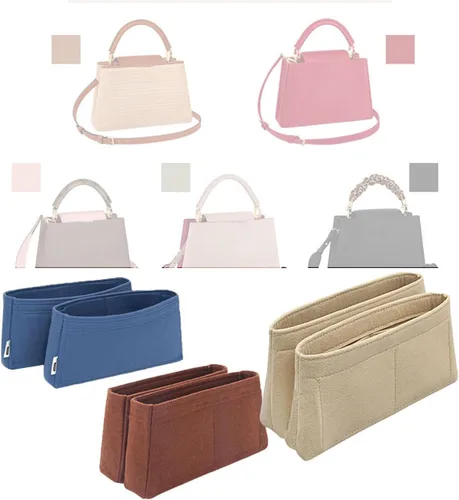 Miniatura 4 de Organizador de inserción de monedero para cajón para LV CAPUCINES fieltro liner bolsa en bolsa organizador 2093Beige-M