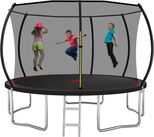 Miniatura 16 de Trampolín de 1500 libras, 10 pies, 12 pies, 14 pies, 15 pies, 16 pies, con luces LED, rociador, altavoz de música y calcetines, trampolín