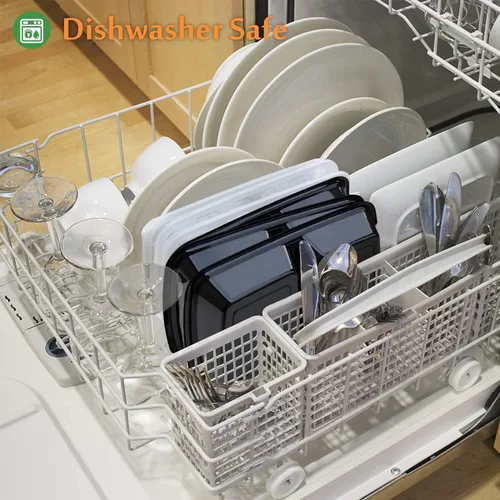Miniatura 7 de Enther Contenedores de preparación de comidas [paquete de 20] 2 compartimentos con tapas, caja Bento para almacenamiento de alimentos, sin BPA