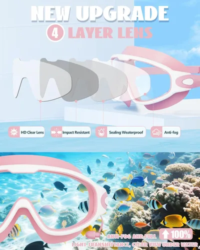 Miniatura 8 de Aegend Nuevo paquete de 2 gafas de natación de visión amplia para niños, gafas antivaho/anti-UV sin fugas con tapones para los oídos para niños de 3