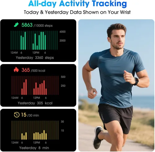Miniatura 3 de DAVIKO Reloj podómetro, apto para personas mayores, no requiere aplicación/teléfono, reloj de seguimiento de fitness impermeable con contador