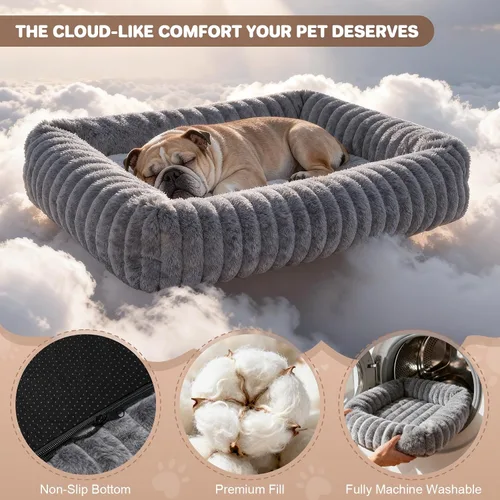 Miniatura 3 de Cama para perros pequeños y medianos, lavable y autocalentable, para gatos de interior, cama mullida de piel de conejo para mascotas para cachorros