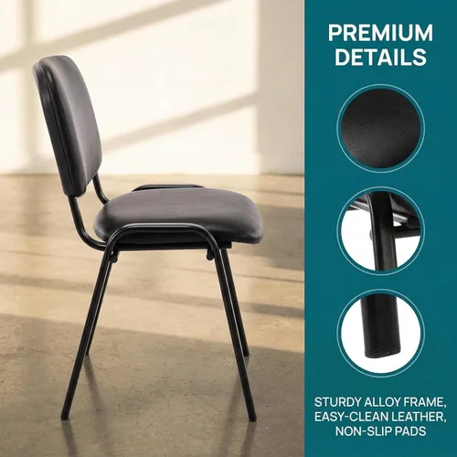 Miniatura 4 de Shunzhi Juego de 5 sillas de sala de espera apilables para sala de conferencias, silla de invitados para sala de descanso, vestíbulo, reunión, Negro
