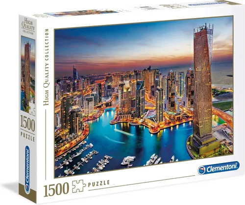 Clementoni - 31814 - Colección Puzzle - Dubai Marina - 1500 piezas - Hecho en Italia - Rompecabezas para adultos, 11.1 x 2.3 x 14.6 in