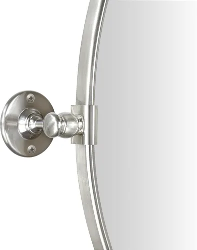 Miniatura 3 de TEHOME - Espejo de tocador de baño pivotante ovalado de níquel cepillado en metal, espejos de tocador inclinables para pared, 22.99 x 24 pulgadas